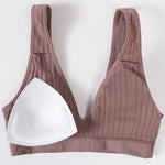 Women's Seamless Bra Panties Set Female Wirefree Brassiere Top Sports Underwear High Waist Briefs V Neck Sexy Lingerie Set