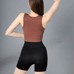 Summer Crop Top Women V-Neck Tanks Sexy Lingerie Sleeveless Short Tee Rib Fitness Underwear Sport Seamless Bra Tops Camisole