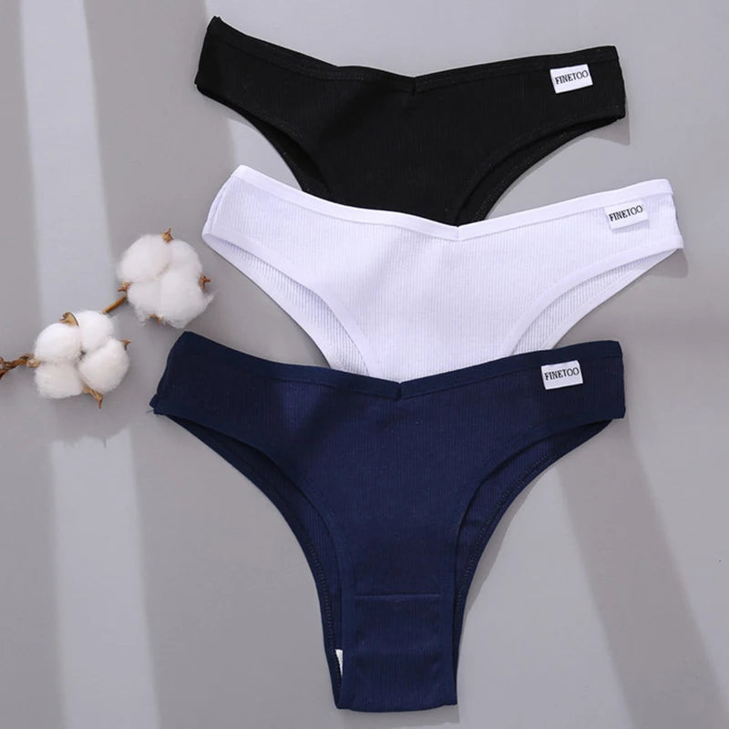 3Pcs/Set Cotton Women Briefs Sexy Seamless Brazilian Panties Female Low Rise Underwear Breathable Underpants Girls M-XL Intimate