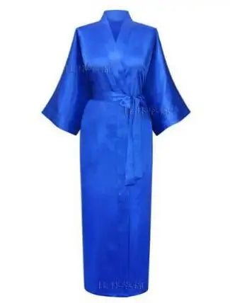 Sexy women extra long bathrobe Silky Satin robe Charming Women's Lengthened Casual Bathrobe Long Sleeved Robe Homewear