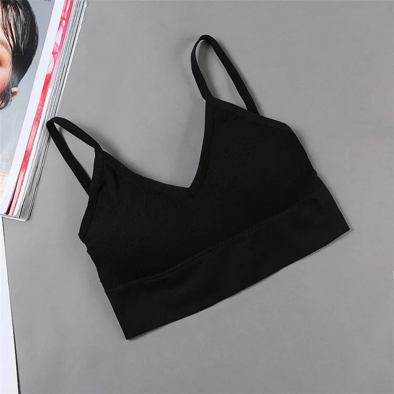Women Tube Top Seamless Bra Crop Top Solid Color Sports Sexy Lingerie Active Bra Tops Underwear With Removable Pads
