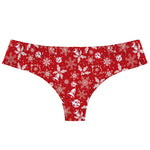 Women's Christmas Themed Printing G-string Sexy Low-Rise T-back Xmas Snowflakes Elk Pinted thong Seamless Female T-Pants