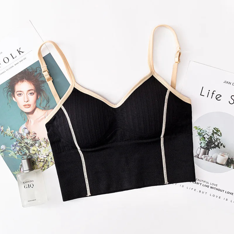 Women Bra Tank Crop Top Seamless Underwear Female Crop Tops U-shaped Back Sports Intimates Sexy Lingerie Padded Camisole Femme