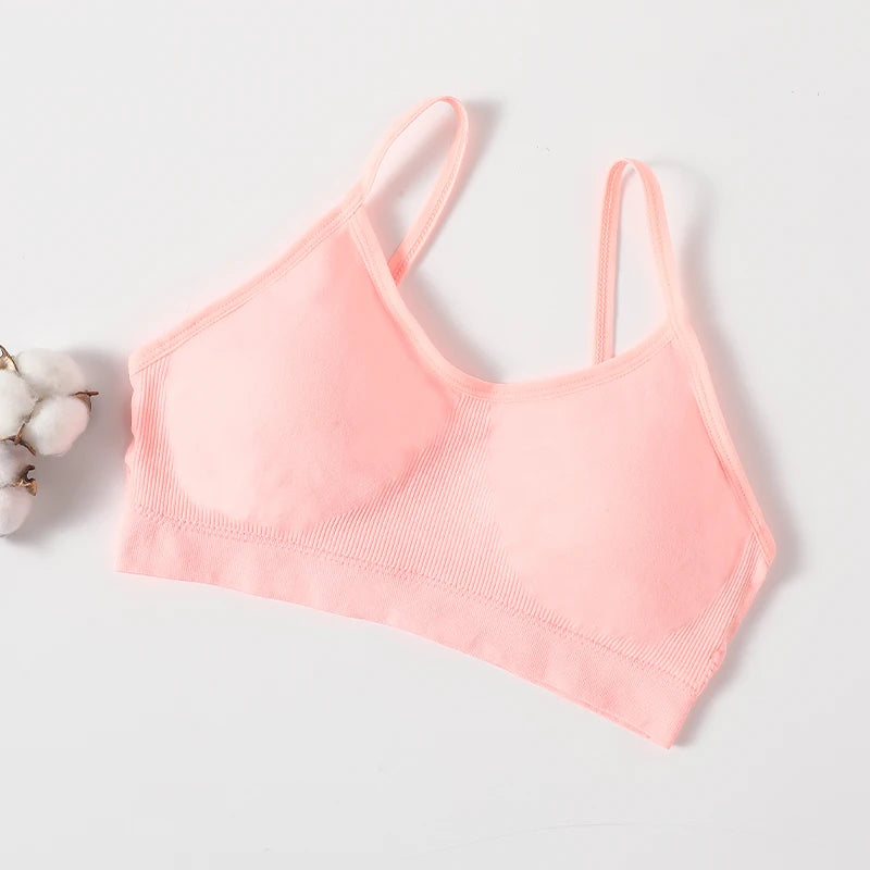 Women's Wireless Bra Sports Tube Top Ribbed Ruched Camisole Bralette With/Without Pads Underwear Sexy Lingerie M-L Intimates