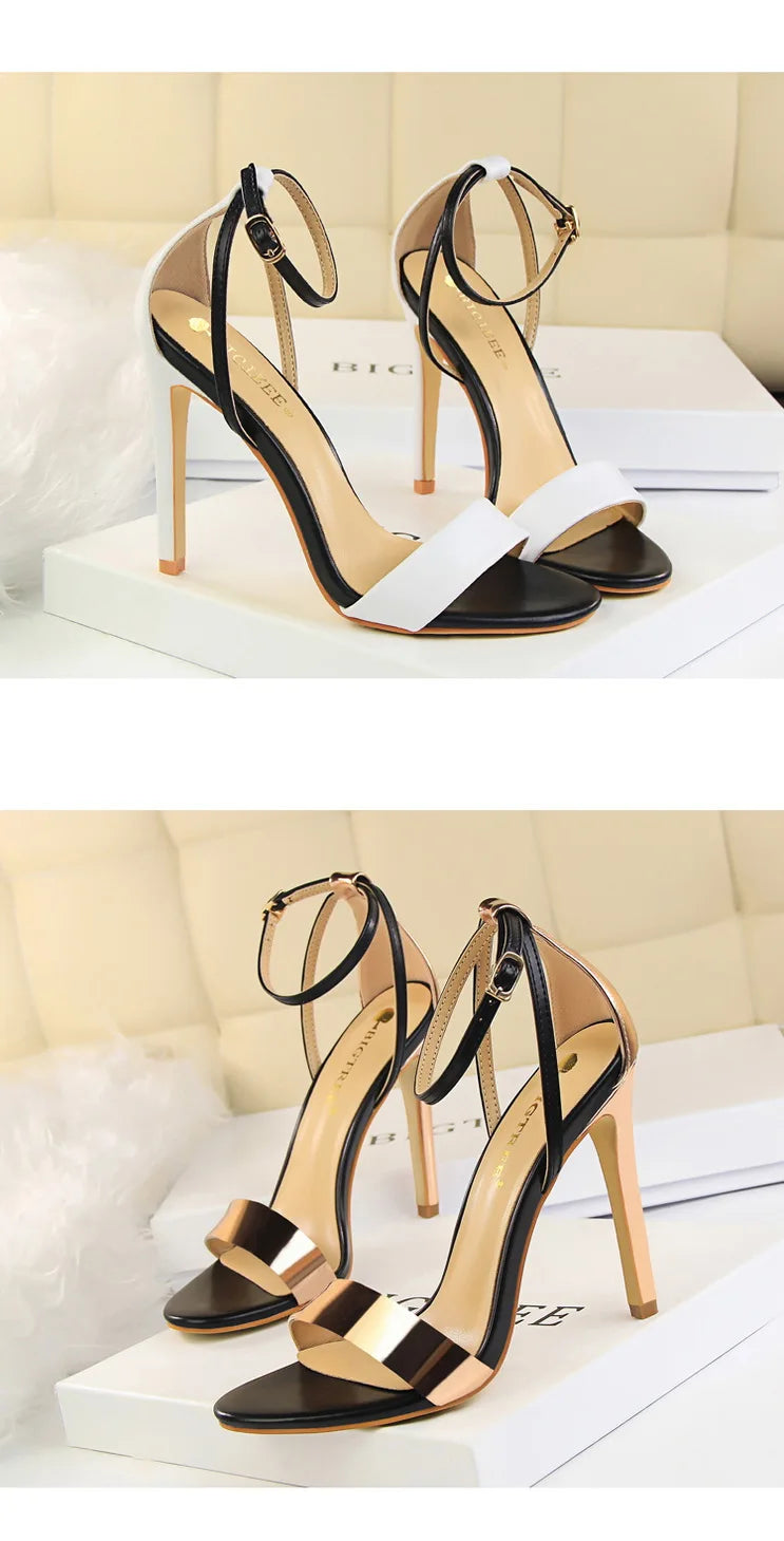 BIGTREE Shoes 11 cm High Heeled Sandals Women Summer Shoes Stiletto High Heels Open toed hollowed out Women Sandals Party Shoes