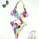 2025 Sexy High Cut Out Halter Female Swimwear One Piece Swimsuit Women Cross Bandage Monokini Bather Bathing Suit Swim Bodysuit