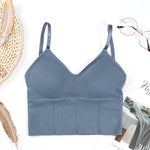Women Tanks Top Low Back Crop Top Underwear Female Crop Sport Seamless Tops Sexy Lingerie Backless Removable Padded Camisole