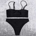 ZTVitality Solid Sexy Bikinis Push Up Bikini 2026 New Arrival Straps Padded Bra Mid Waist Swimsuit Solid Swimwear Women Biquini