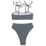 ZTVitality Solid Wrinkles High Waist Bikini 2022 New Padded Lace Up Swimsuit Sexy Swimwear Women Brazilian Bathing Suit Biquini
