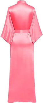 Sexy women extra long bathrobe Silky Satin robe Charming Women's Lengthened Casual Bathrobe Long Sleeved Robe Homewear