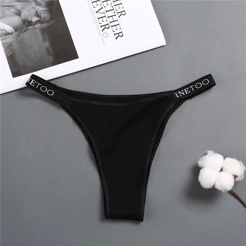 Sexy Low Rise Cotton Panties for Women Female Briefs Pantys LadiesLetter Belt Underwear Girls M-XL Intimates Lingerie FINETOO