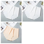 3Pcs/Set Women Ice Silk Panties Wavy Trim Seamless Underwear High Waist Panty No Show Briefs Invisible Ladies Lingerie M-XXL