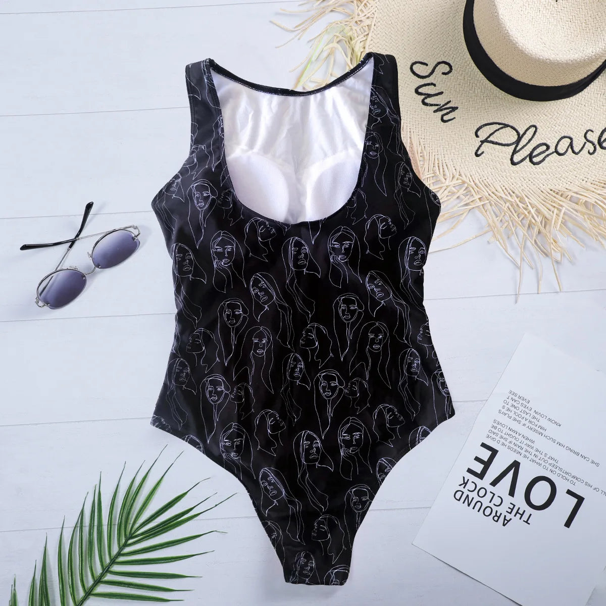 Striped Women One Piece Swimsuit High Quality Swimwear Printed Push Up Monokini Summer Bathing Suit Tropical Bodysuit Female