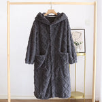 Winter Couple Flannel Pajamas Set Long Thickened Suit with Long-Sleeved Hooded Tops And Pants for Men /Women Home Comfort Wear