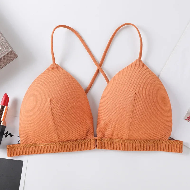 Front Closure Bra Wireless Bras For Women Sexy Lingerie Deep V Bralette Brassiere Seamless Underwear Soft Padded Intimates