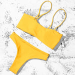 ZTVitality Sexy Solid Bow Bikinis Push Up Bikini 2021 Straps Padded Low Waist Swimsuit Bandage Swimwear Women Brazilian Biquini