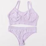 Women Buttery Soft Bra And Panties Set Push-Up Unlined Brassiere Breathable Ribbed Underwear Stretchy Crop Top Sexy Lingerie Set