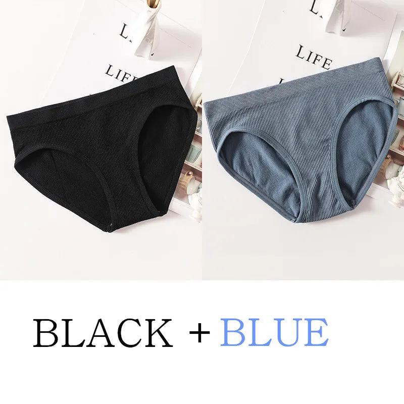 2Pcs/Set Seamless Panties Women Stretch Brief Panty Low Rise Underwear Sexy Female Full Coverage Underpants Lingerie