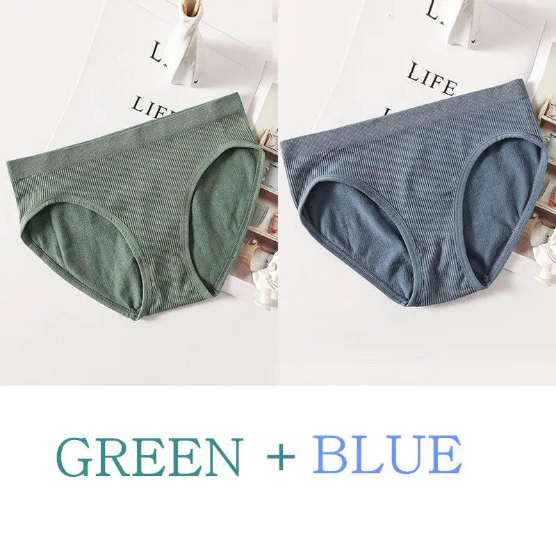 2Pcs/Set Women Panties Low Rise Briefs Seamless Underwear Female Full Coverage Back Bottoms Sports Underpants Sexy Lingerie M-L