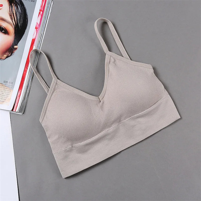 Women Tube Top Seamless Bra Crop Top Solid Color Sports Sexy Lingerie Active Bra Tops Underwear With Removable Pads