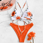 Sunflower Printed Bikini Set Sexy Swimwear Women 2021 Mujer Push Up Padded Biquini Bathers Bandage Bathing Suit Swimsuit Bikini
