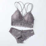 Women Lace Sexy Lingerie Set Push Up Bra Low-Rise Panties Underwear Set Sexy Wireless Bralette Comfort Breathable Brief Set