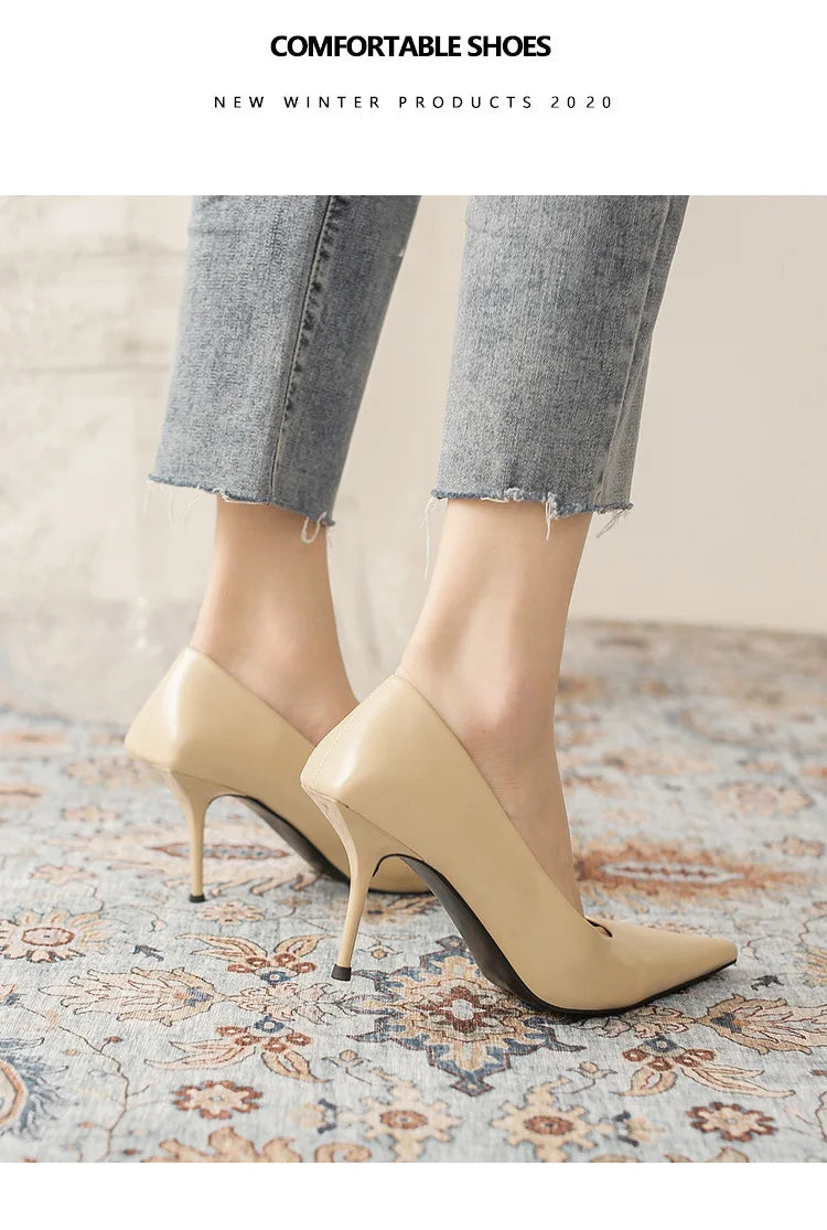 Pumps shoes Women Fashion Office Basic High Heels Work Lady Shoes Black Pink Green Thin Heels Brand Point Toe998
