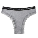 FINETOO Women Cotton Panties M-2XL Sexy Hollow Out Lace Briefs Female Letter Belt Brazil Underwear Girl Big Size PantyLingerie
