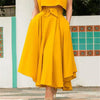 Fashion Women's Ladies Solid Color Bandage Pleated Cocktail Party High WaistSummer A Line Skirts With Pocket