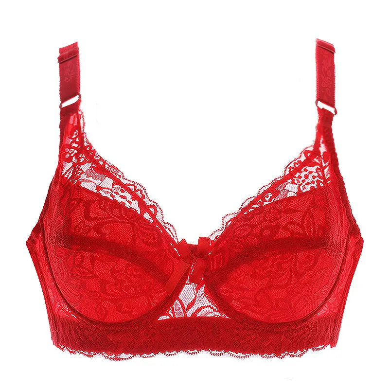 Sexy Lace Push Up Women Bra Underwear Thin Cup Underwire Bralette Plus Size 75-105 B C D Cup Ultra-thin Lace Sexy Bras