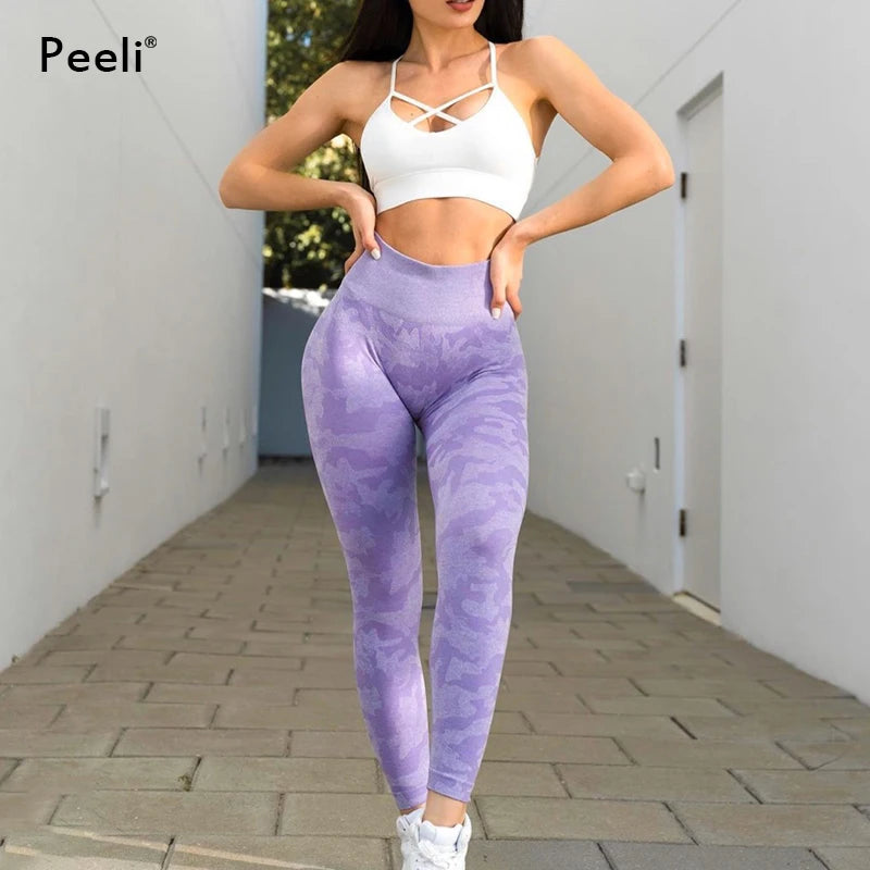 Camo Seamless Leggings Women High Waist Yoga Pants Scrunch Butt Sports Leggings Booty Fitness Tights Gym Leggings Sportswear