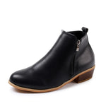 gyh Spring Women Ankle Boots Square Mid Heel Zip Shoes Woman Pointed Toe Shoes Female Classic Blue Autumn Boots Plus Size