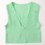 Deep V-Neck Crop Top 18 Colors Slim Fit Tank Stretchy Sleeveless Crop Vest Casual Ribbed Knit Top Low Cut Summer Camisole M-XL