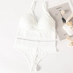 Sexy Women Bra Panties Set High Rise G-String Sports Bra Top Seamless Underwear Fitness Bra Top Female Lingerie Set Intimates
