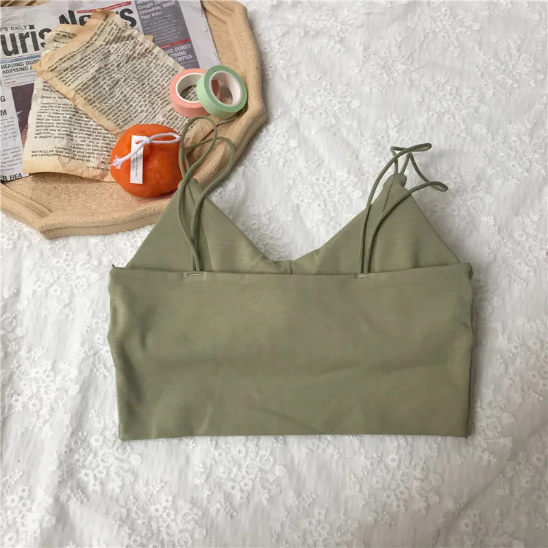 Cotton Tube Tops Women Bra Crop Top Female Wireless Solid Color Top Sleeveless Sexy Lingerie Padded Underwear