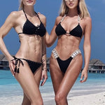 Halter Shiny Crystal Diamond Bikini Women Bandage Swimsuit Female Swimwear Rhinestone Bikini set Brazilian Bathing Suit Swim