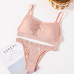 Women Seamless Bra And Panties Set Sexy High Waist Briefs Wire Free Bra Female Sexy Underwear Brazilian Panties Lingerie Set
