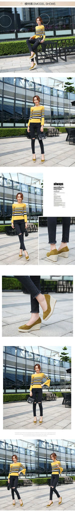 Suede princess women wedge shoes pointed toe pumps high heels platform Mary Jane office lady pumps party espadrilles cute shoesb
