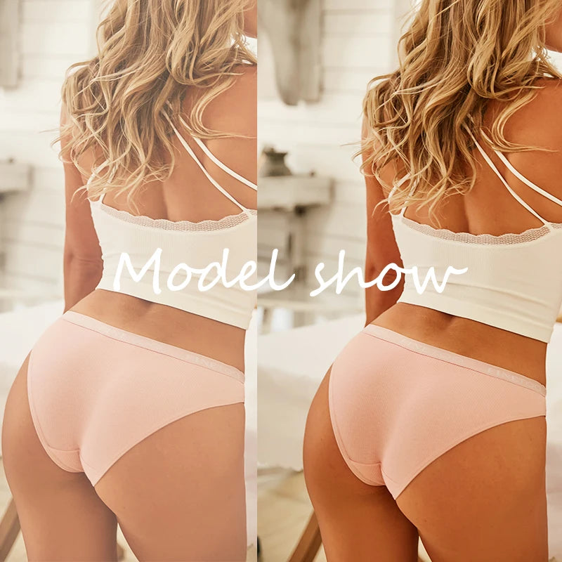 FINETOO 3PCS/Set Women's Underwear Cotton Panty Sexy Panties Female Underpants Solid Color Panty Intimates Women Lingerie M-2XL