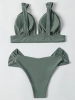ZTVitality Solid Swimsuit Women Swimwear 2025 Newest Mid Waist Sexy Bikini Push Up Bikini Set Brazilian Bathing Suit Beach Wear