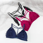 Deep V Bralette Woman Bra Floral Lace Bra Wire Free Bralette Sexy Lace Lingerie Female Push Up Brassiere Removable Pad Intimates