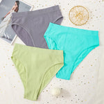 3Pcs/Set Seamless Panties Women High Waist Briefs High Cut Sports Bottom Underwear Female Stretch Rib Underpants Sexy Lingerie