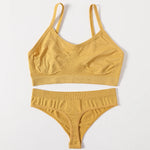 Women Buttery Soft Bra And Panties Set Push-Up Unlined Brassiere Breathable Ribbed Underwear Stretchy Crop Top Sexy Lingerie Set