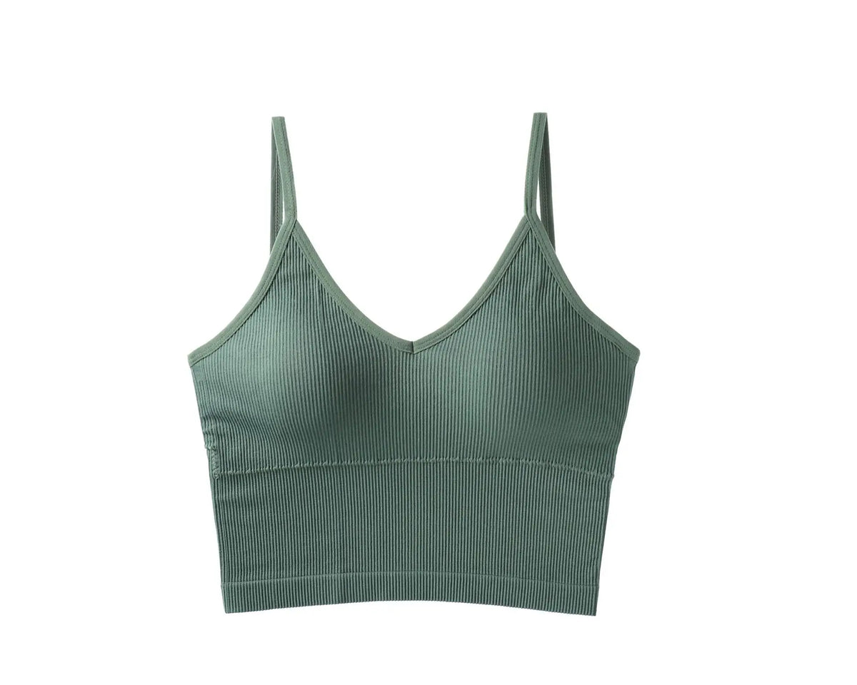 Women Tank Tops Sports Cropped Low Back Bralette Seamless Underwear Female Crop Top Sexy Lingerie Padded Camisole