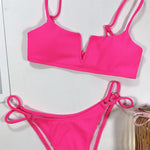 Ribbed Polka Dot Bikinis V-Bar Underwired Bikini Women Swimwear Female Swimsuit Two Pieces Bikini Set High Cut Bathing Suit Swim