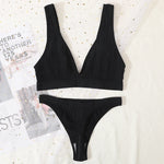 Women Seamless Bra And Panties Set Sexy Ribbed Bra Top Low Waist Thongs Wire-free Brassiere No Pads Comfort Intimates M-XL