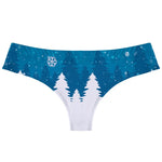 Women's Christmas Themed Printing G-string Sexy Low-Rise T-back Xmas Snowflakes Elk Pinted thong Seamless Female T-Pants