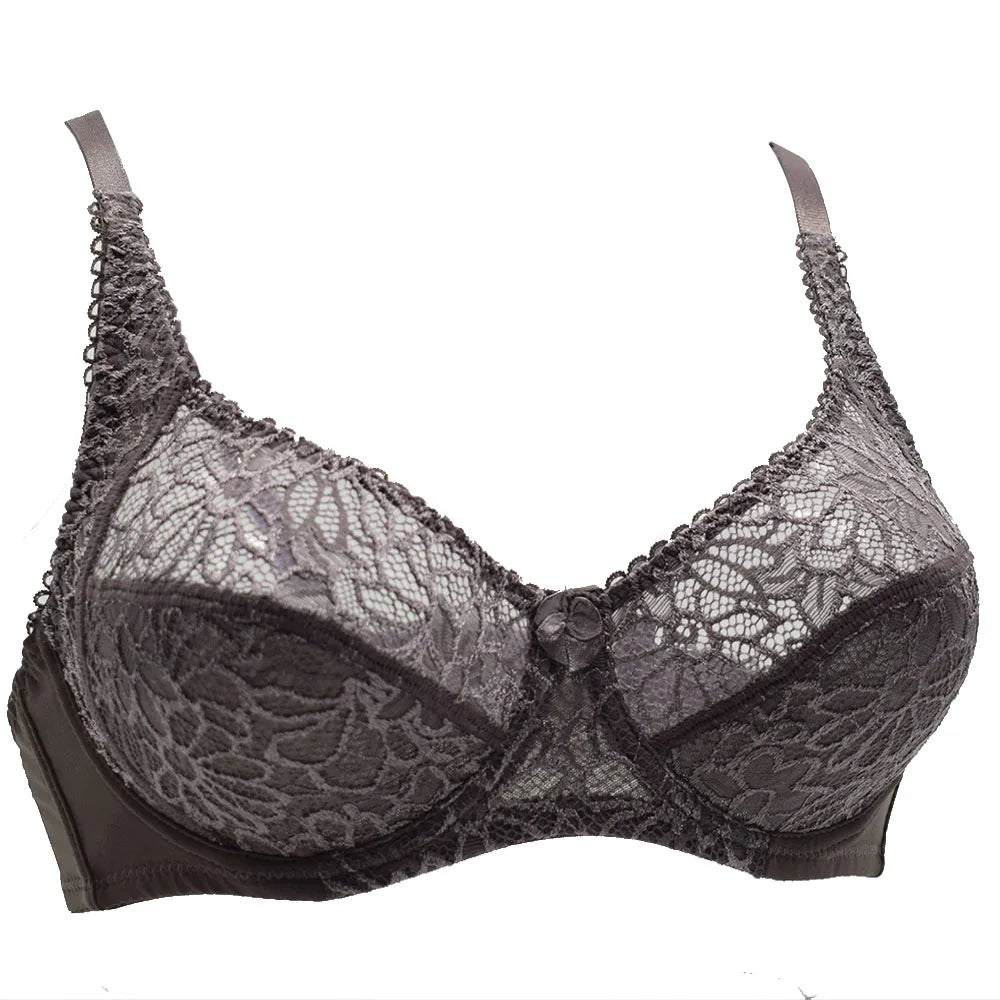 Plus Size Womens Lace Bra Lager Bosom See through Bralette Underwired Sexy Lingerie 34 36 38 40 42 44 B C D DD E F Cup
