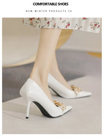 Women Pumps Luxury Female High Heels Metal Pointed Toe Professional Dress Party Ladies Office Shoe 2021Summer Fashion Large Size