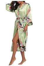 Sexy Women Long Robe With Pocket Wedding Bride Bridesmaid Dressing Gown Rayon Kimono Bathrobe Large Size S-XXXL Night Dress